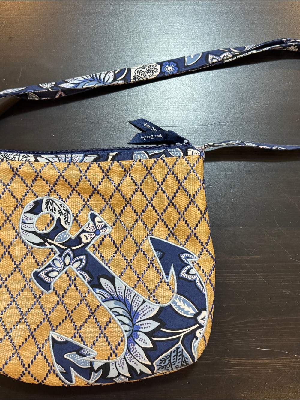 Vera Bradley Navy & Mustard Anchor Crossbody Bag